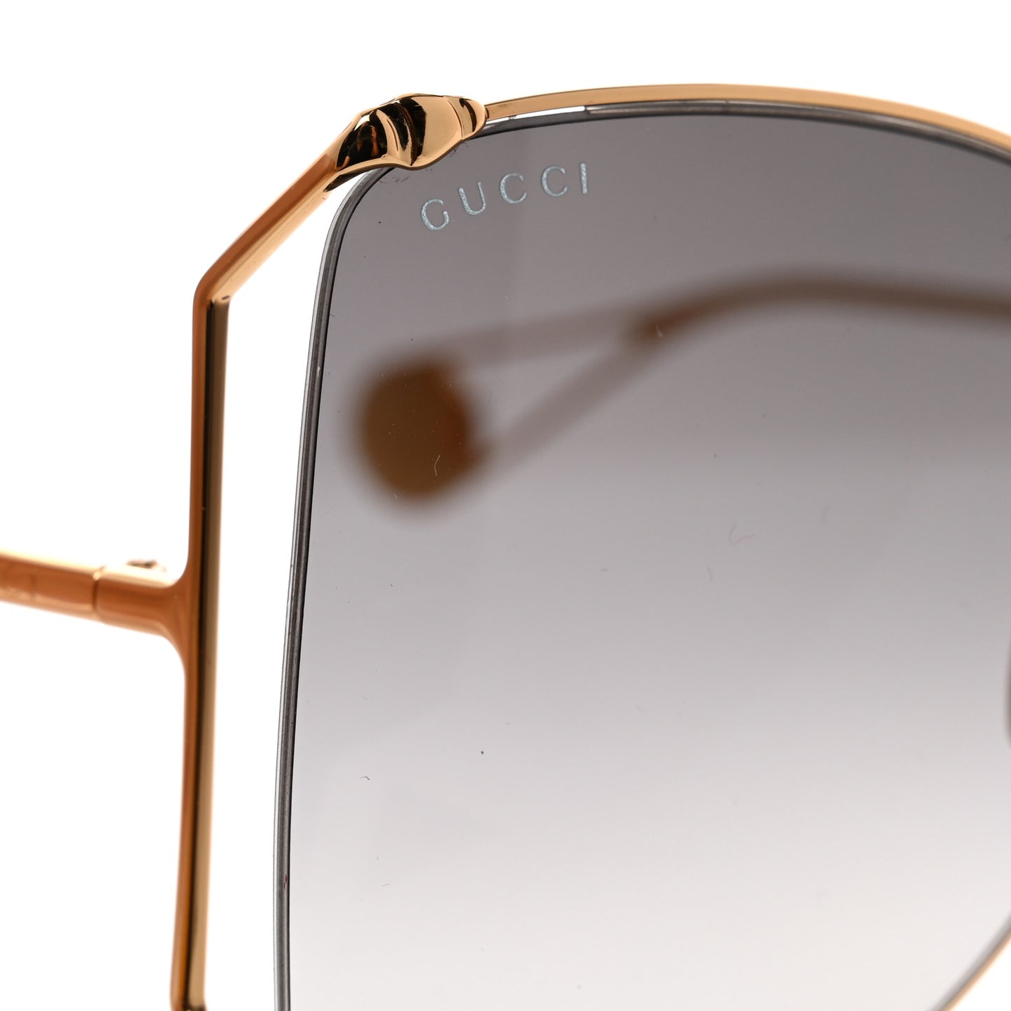 Oversized Round Sunglasses GG0252S Gold Brown