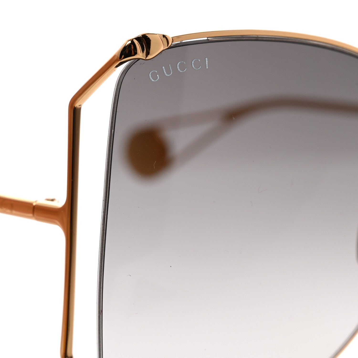Gucci Oversized Round Sunglasses GG0252S Gold Brown 7 of 8