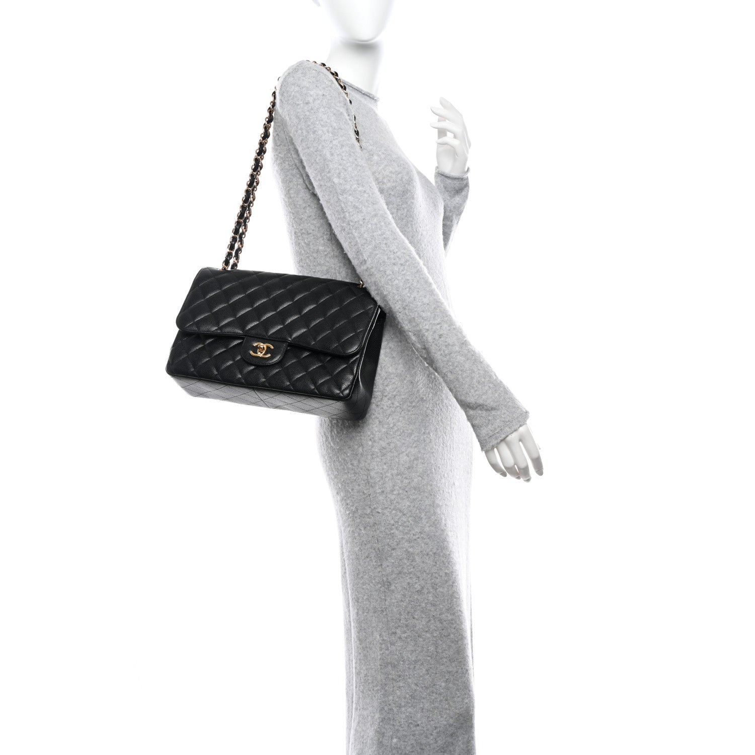 Chanel Caviar Quilted Jumbo Double Flap Black 2 of 10