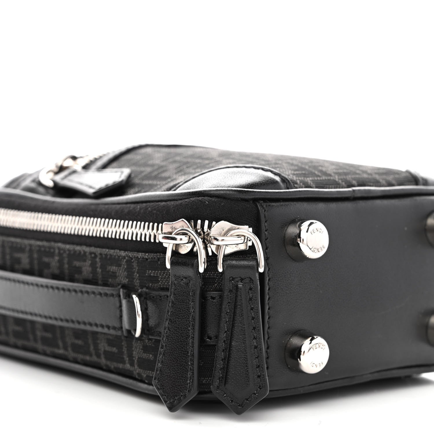 Fendi Recycled Fabric Jacquard Vitello Astro Micro FF Mini Trolley Bag Asfalto Black 9 of 10