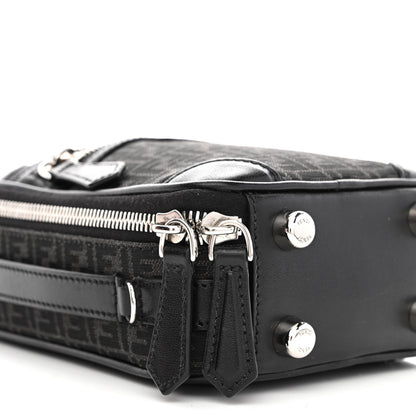 Fendi Recycled Fabric Jacquard Vitello Astro Micro FF Mini Trolley Bag Asfalto Black 9 of 10