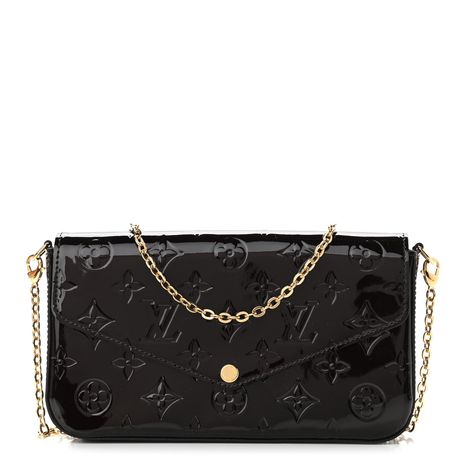 Louis Vuitton Vernis Pochette Felicie Chain Wallet Amarante 3 of 14