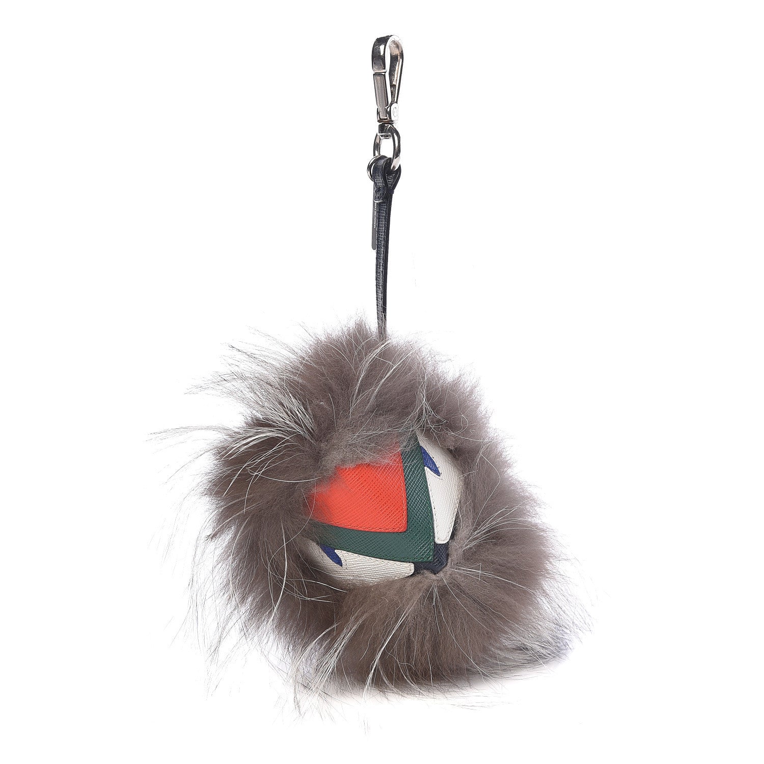 Fendi Silver Fox Fur Vitello Elite Monster Bag Bug Cube Charm Multicolor 1 of 2