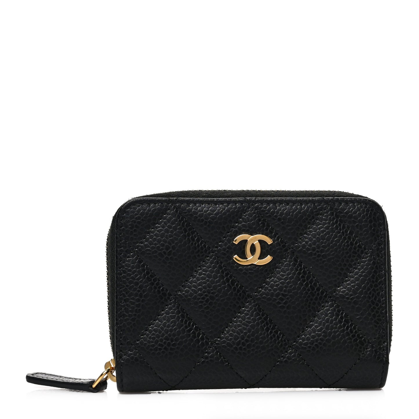 Caviar Quilted Zip Coin Purse Black