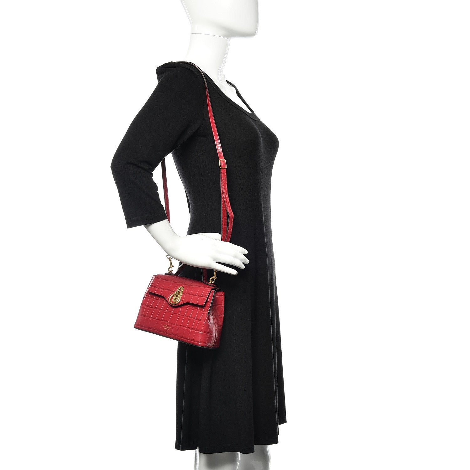 Mulberry Shiny Croc Calfskin Embossed Micro Seaton Red Berry 2 of 9