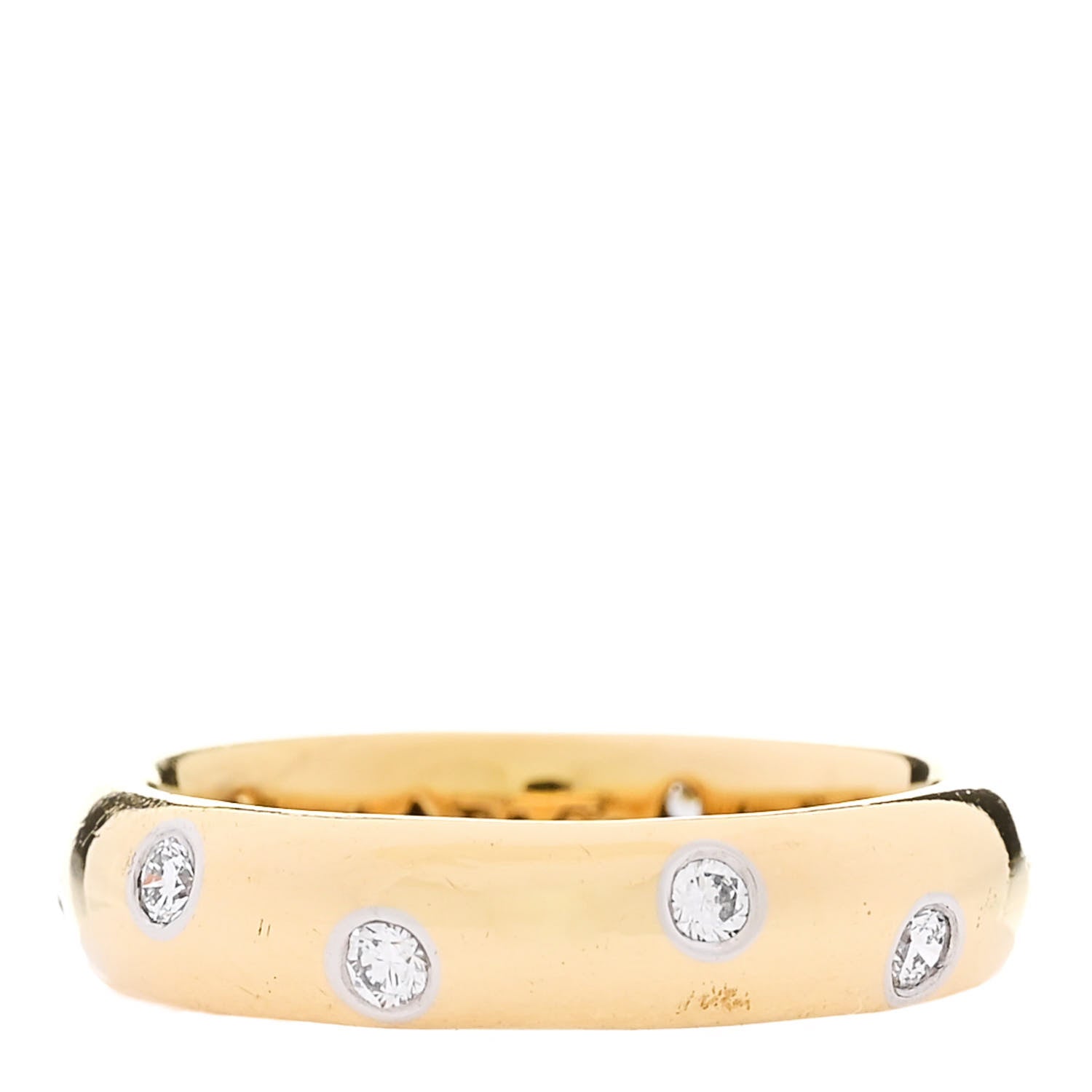 Tiffany 18K Yellow Gold Platinum Diamond 4mm Etoile Band Ring 47 4 1 of 7