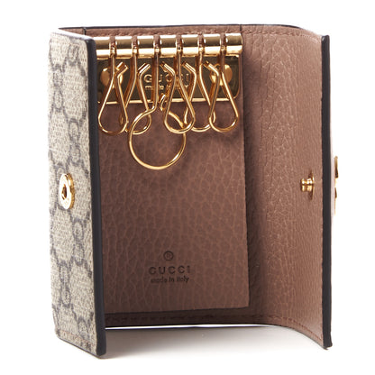 Gucci Dollar Calfskin GG Supreme Monogram GG Marmont 6 Key Holder Case Porcelain Rose Beige Ebony 6 of 8