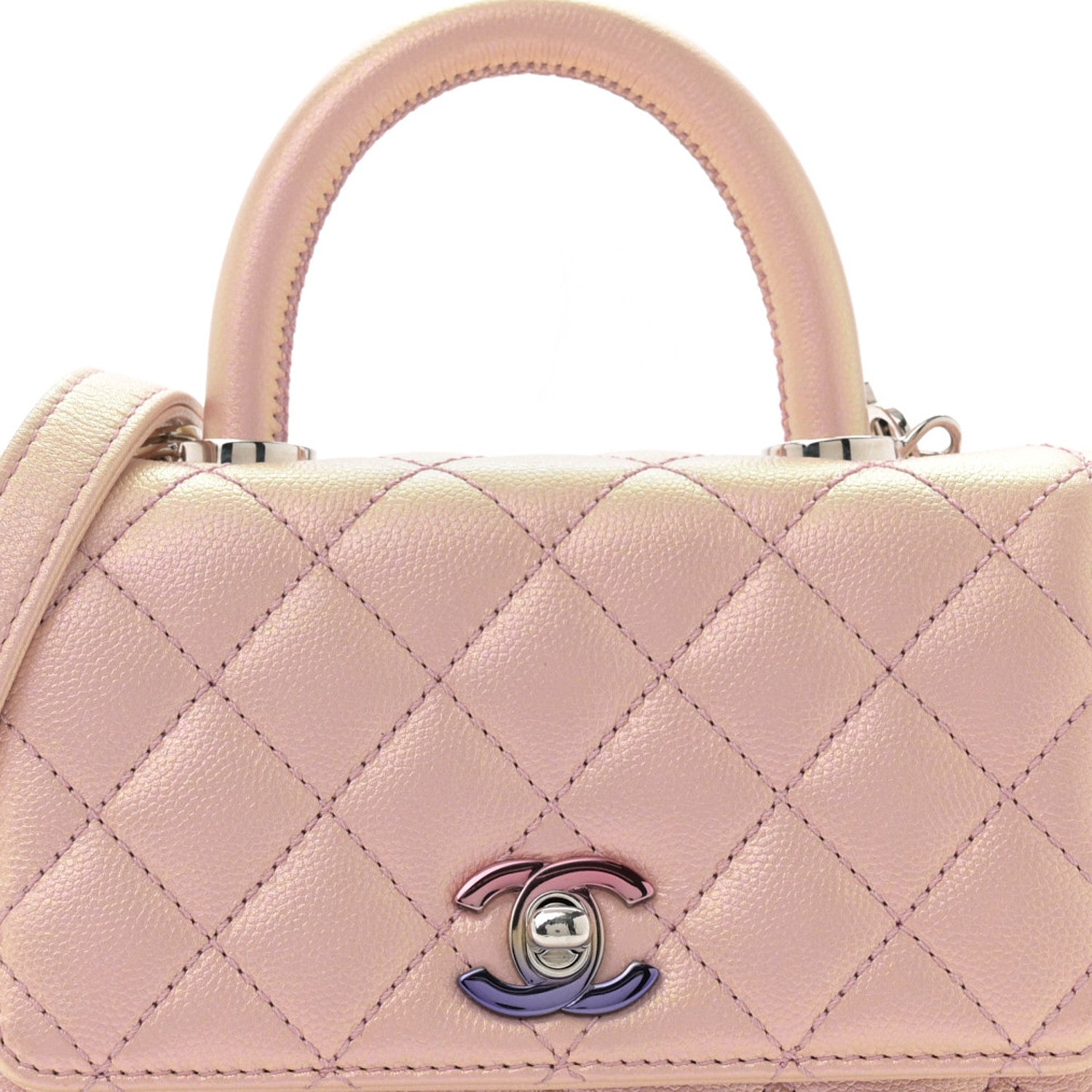Chanel Iridescent Caviar Quilted Extra Mini Coco Handle Flap Light Pink 8 of 11