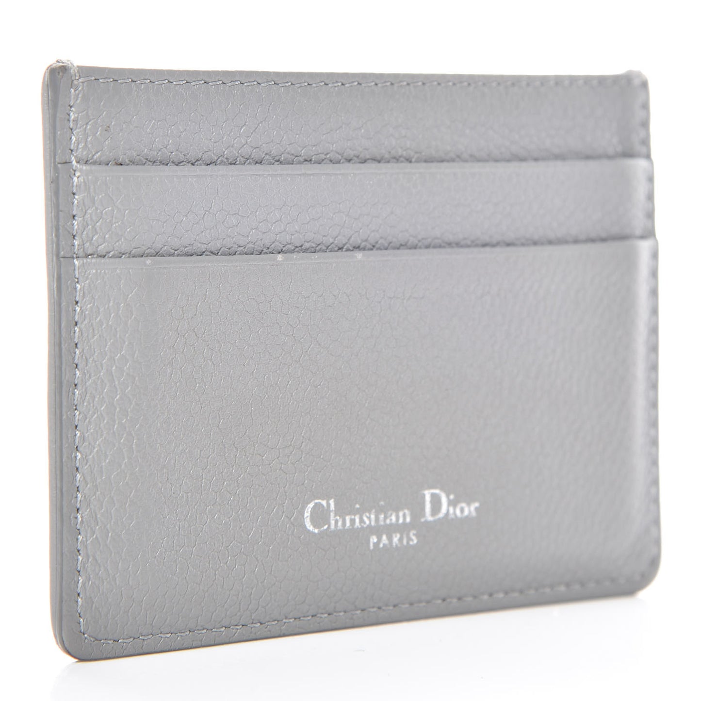 Grained Calfskin Cannage Diorama Card Holder Grey
