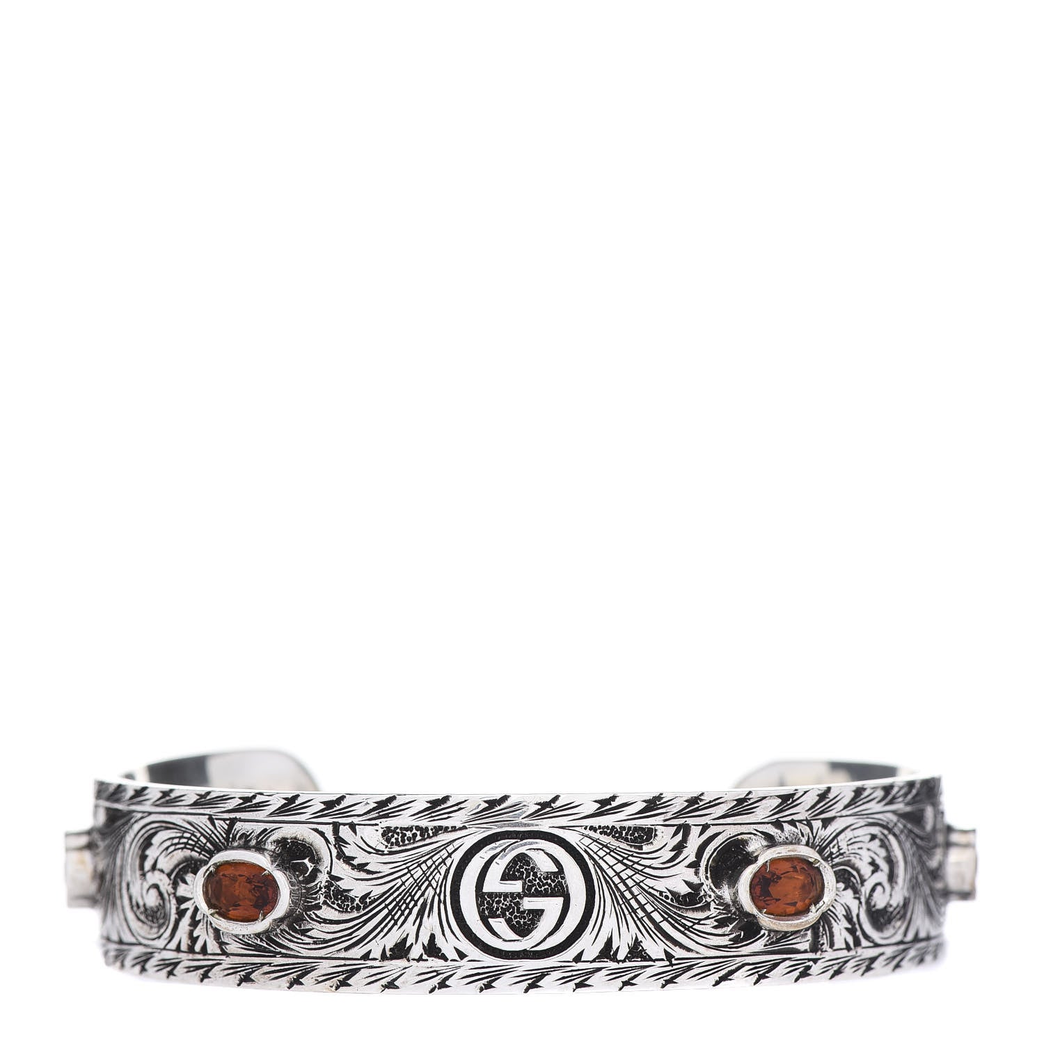 Gucci Sterling Silver Crystal Le Marche Des Merveilles Tiger Cuff Bracelet Orange 1 of 6
