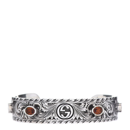 Gucci Sterling Silver Crystal Le Marche Des Merveilles Tiger Cuff Bracelet Orange 1 of 6