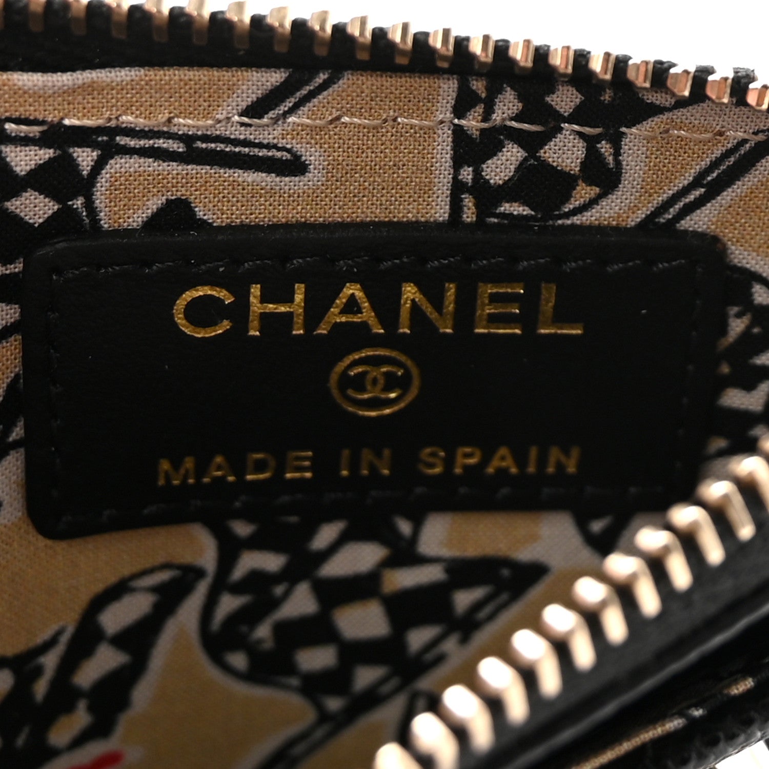 Chanel Caviar Quilted Textured CC Zip Card Holder Black 1891497