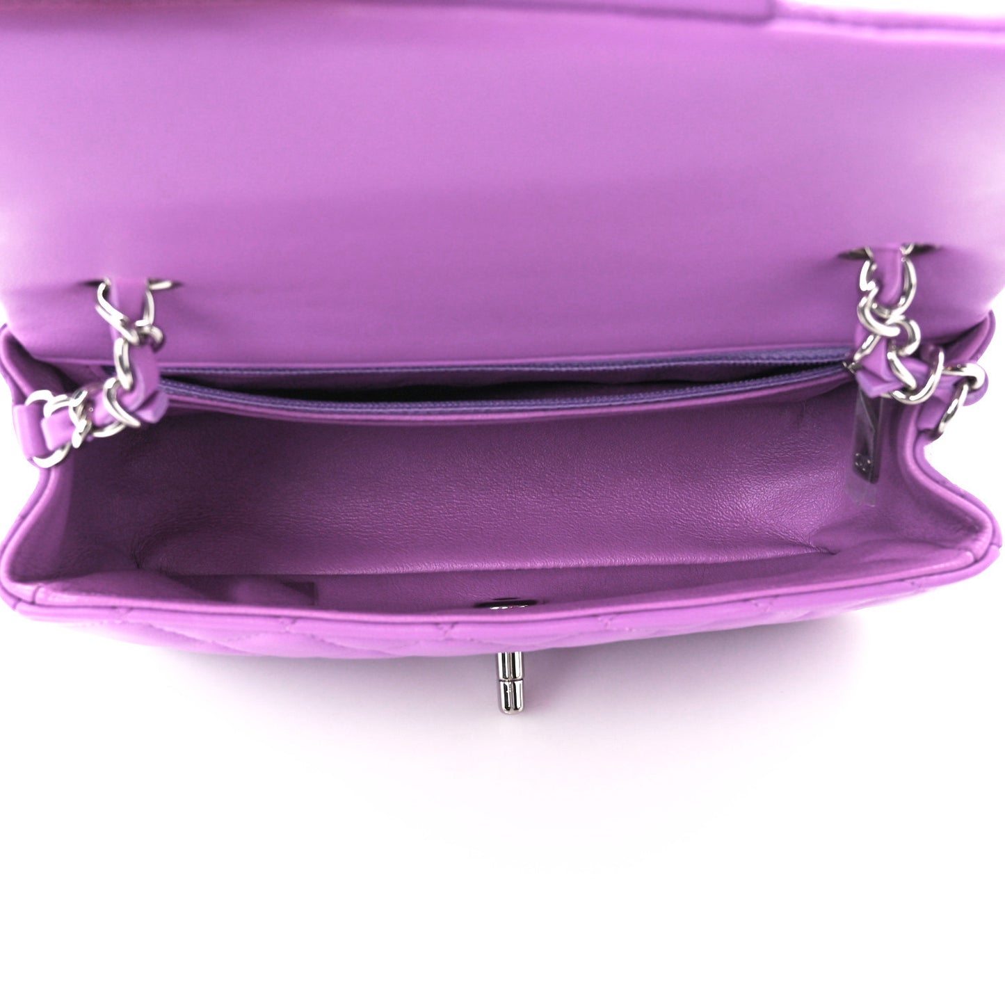 Lambskin Quilted Mini Rectangular Flap Purple