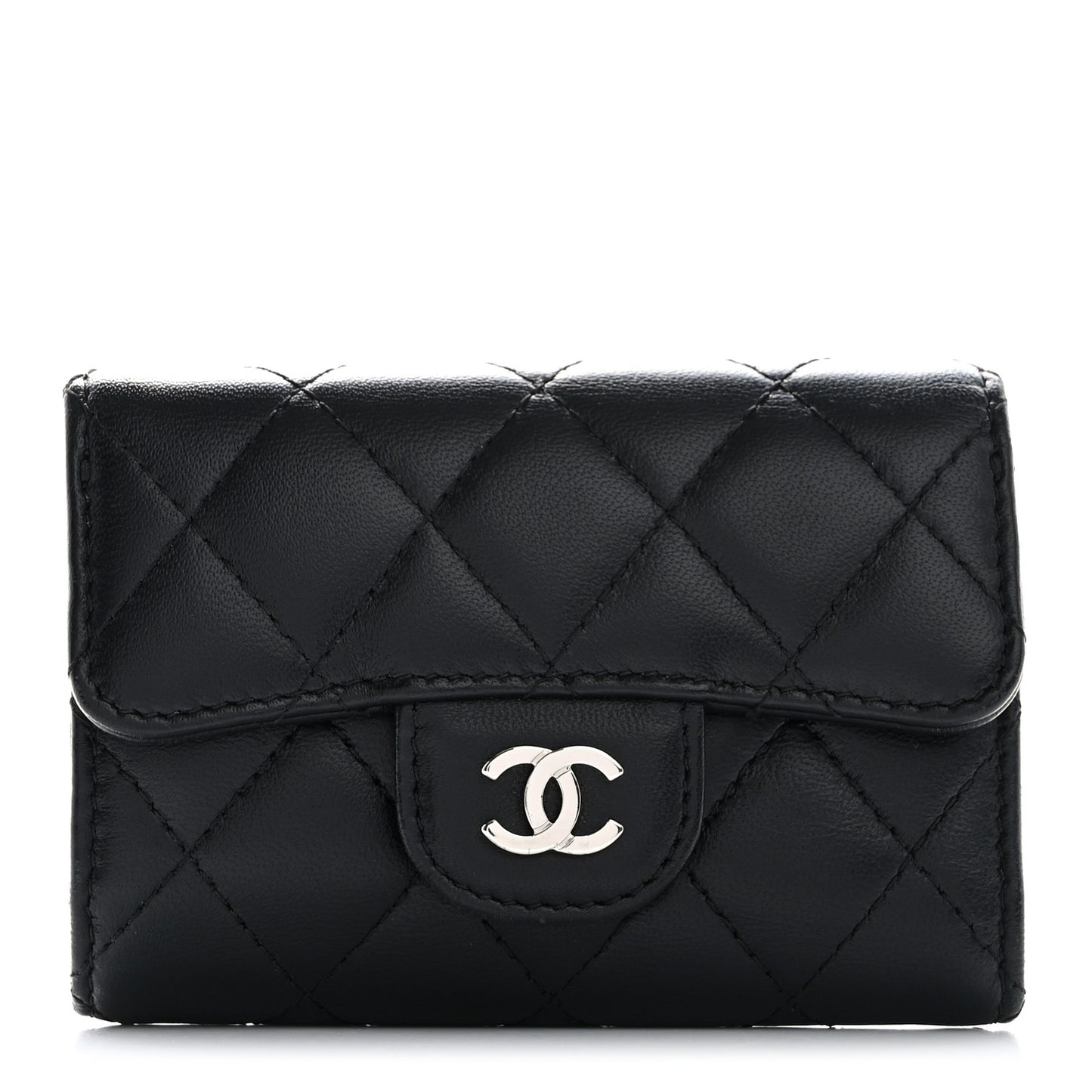 Lambskin Quilted 4 Key Holder Black