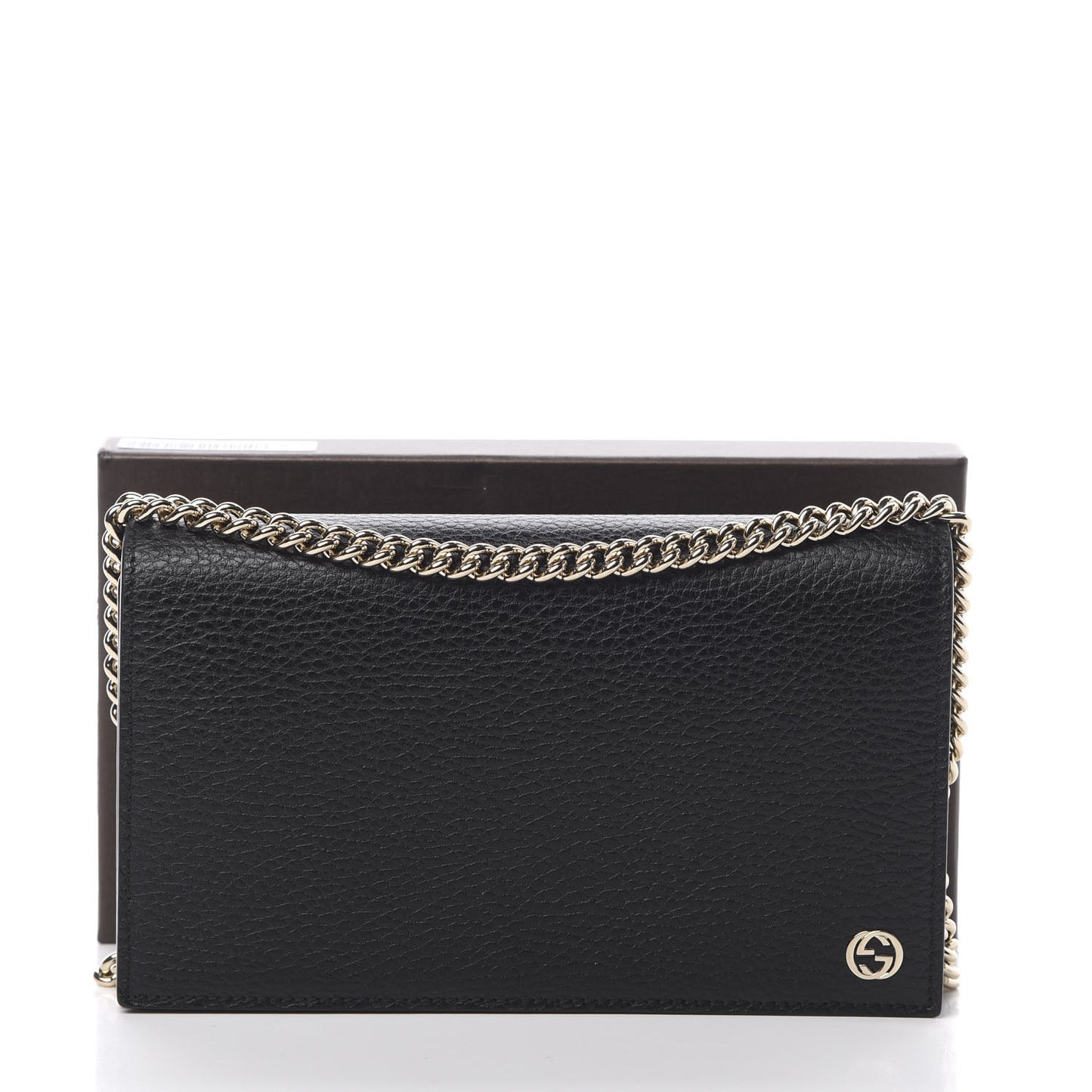Dollar Calfskin Medium Betty Chain Wallet Black