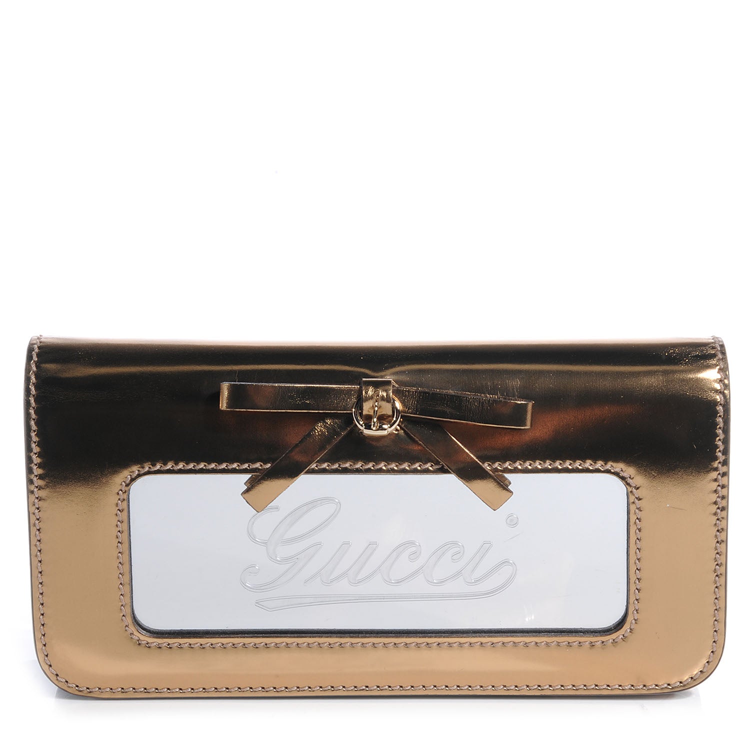 Gucci Leather Clutch Metallic Gold 1 of 9