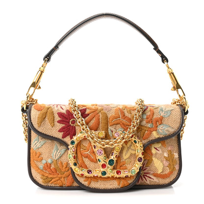 Valentino Garavani Fabric Karung Crystal Embroidered Vlogo Small Loco Shoulder Bag Multicolor 1 of 9