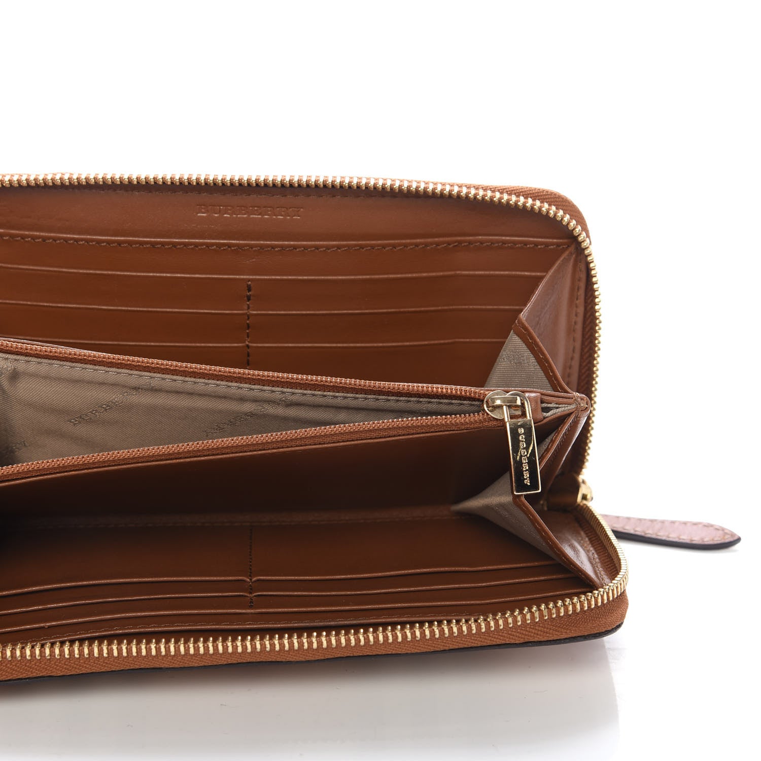 Burberry Haymarket Check Zip Around Wallet Tan 5 of 9