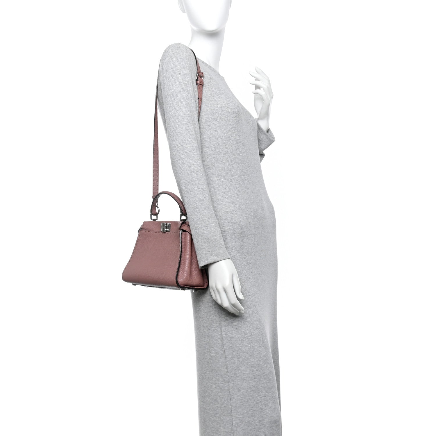 Fendi Cuoio Romano Selleria Bi-Color Mini Peekaboo Iconic Satchel