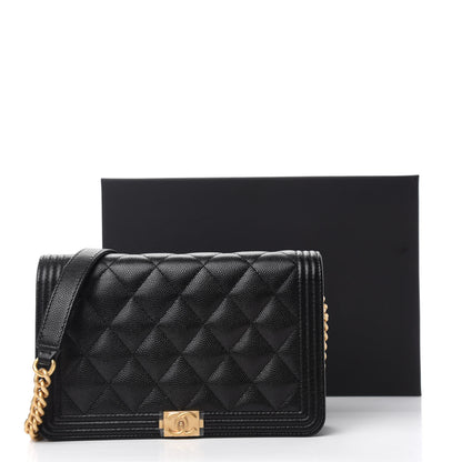 Chanel Caviar Quilted Boy Wallet On Chain WOC Black 12 of 12