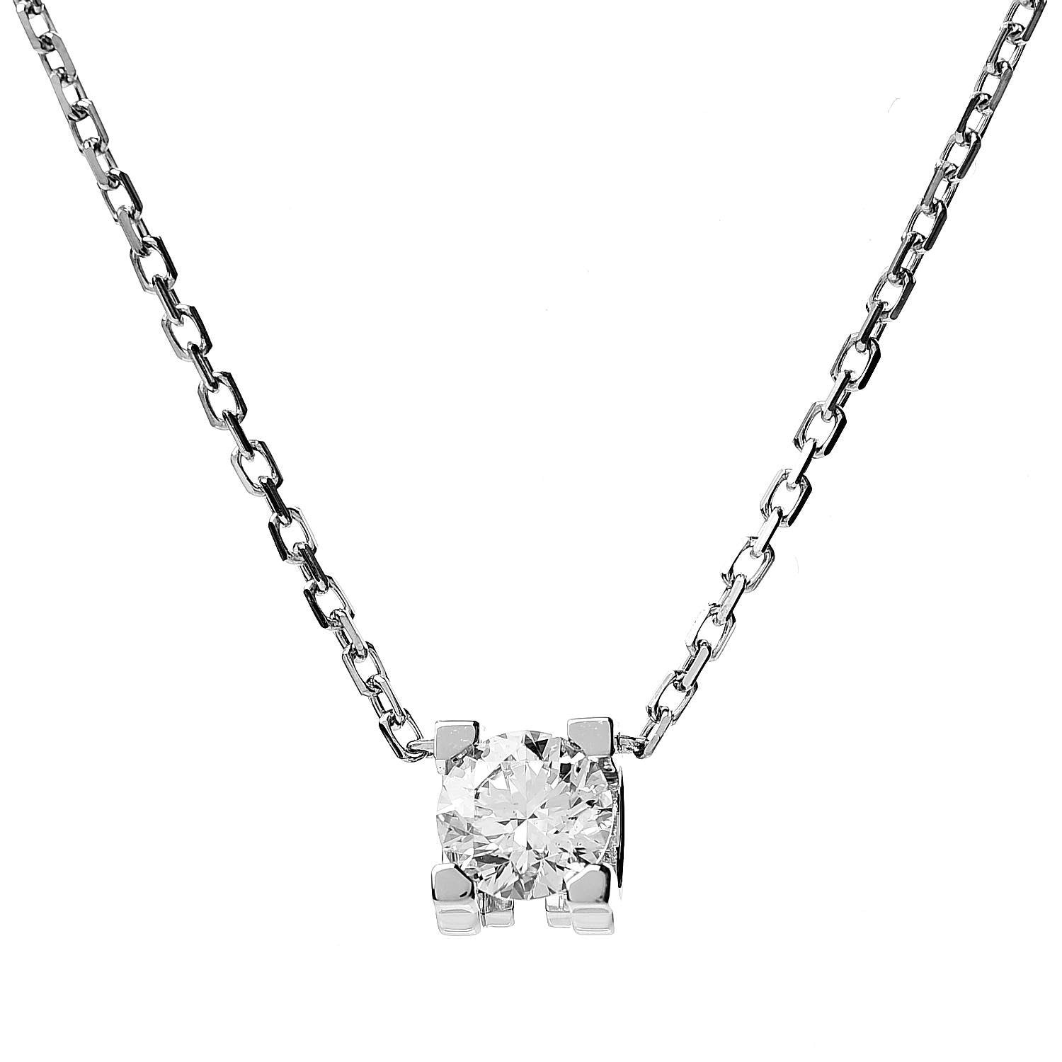 Cartier 18K White Gold Diamond .30ct 1895 Pendant Necklace 5 of 6