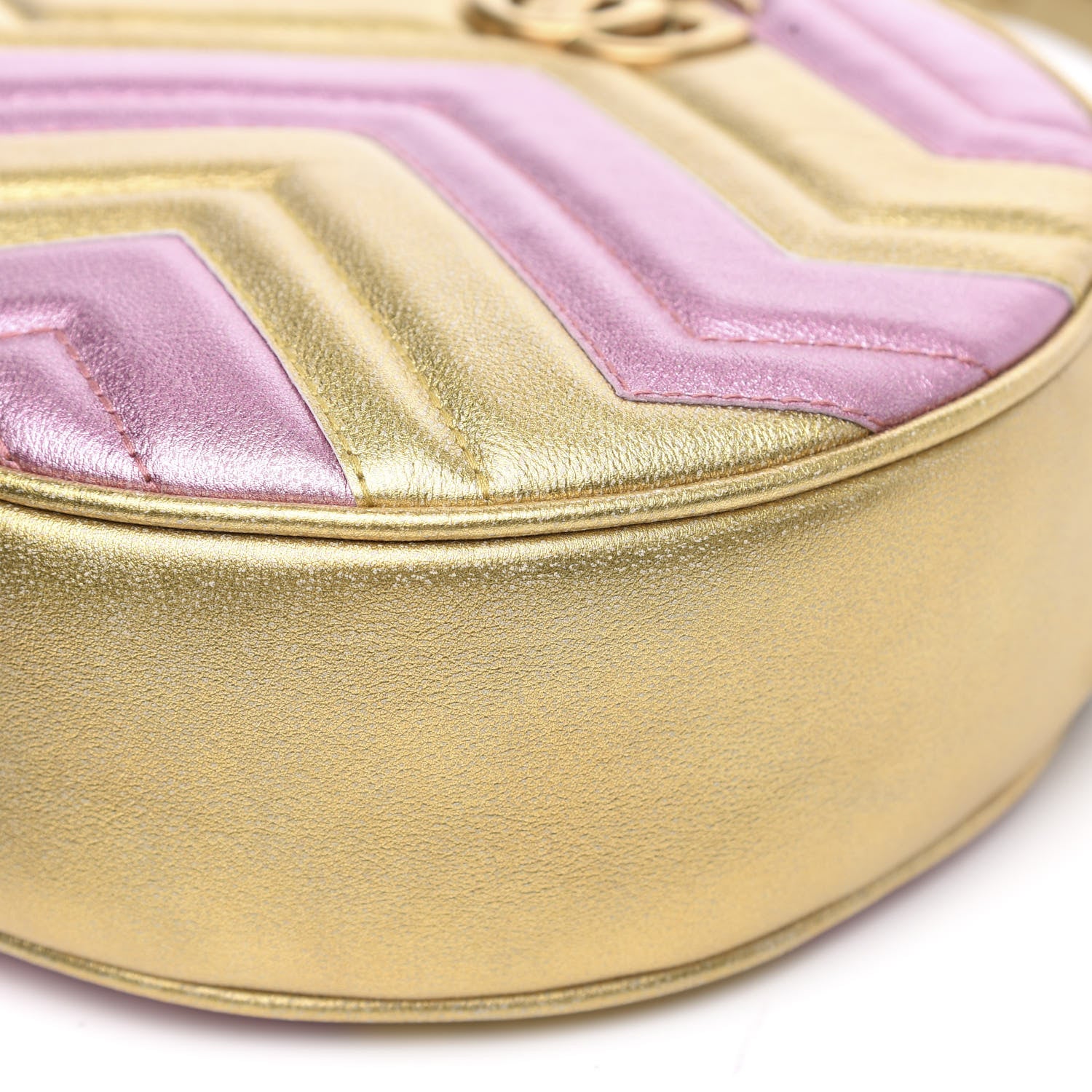 Gucci Metallic Nappa Matelasse Heart Mini GG Marmont Round Shoulder Bag Oro Vecchio Rosa 10 of 10