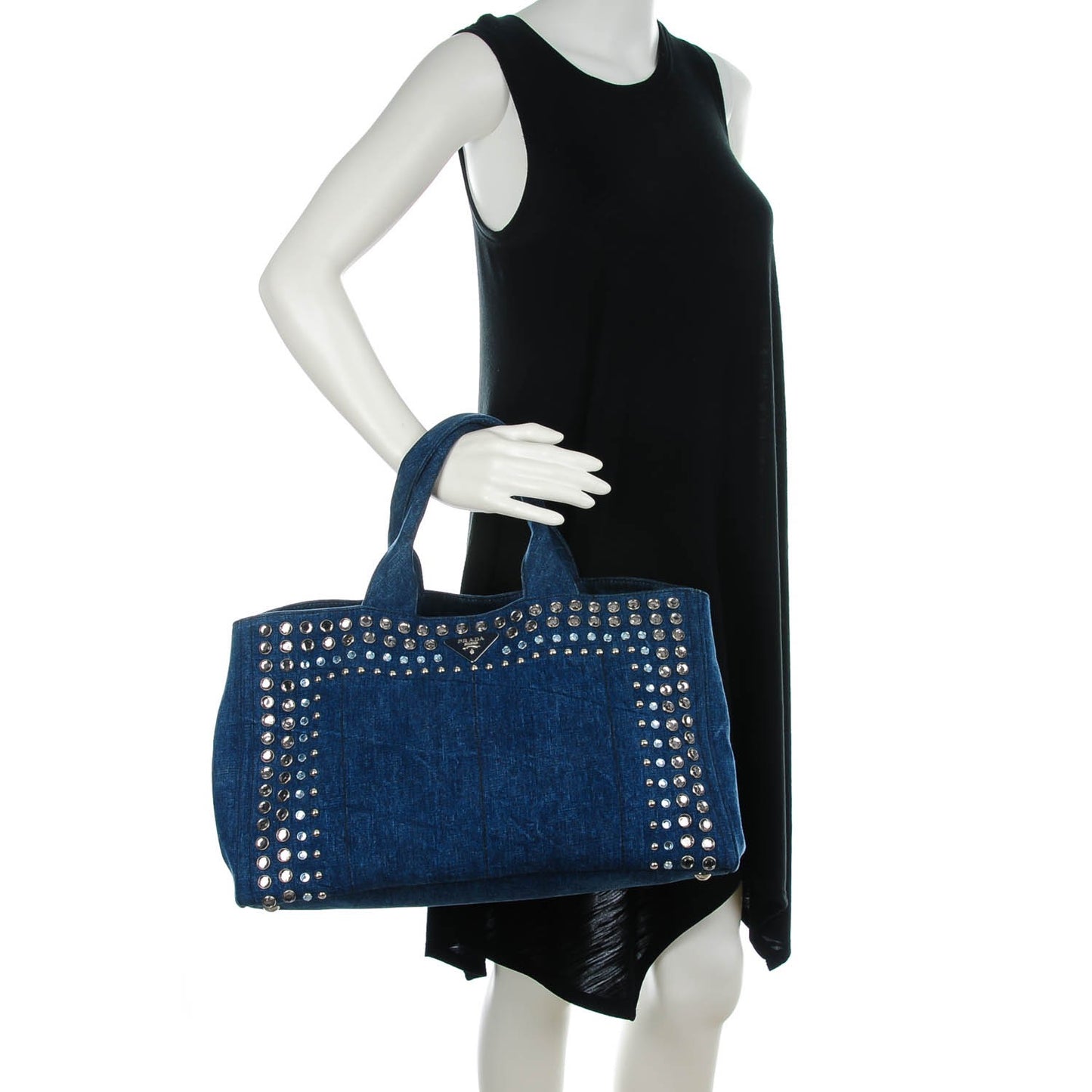 Canapa Denim Crystal Studded Tote Avio