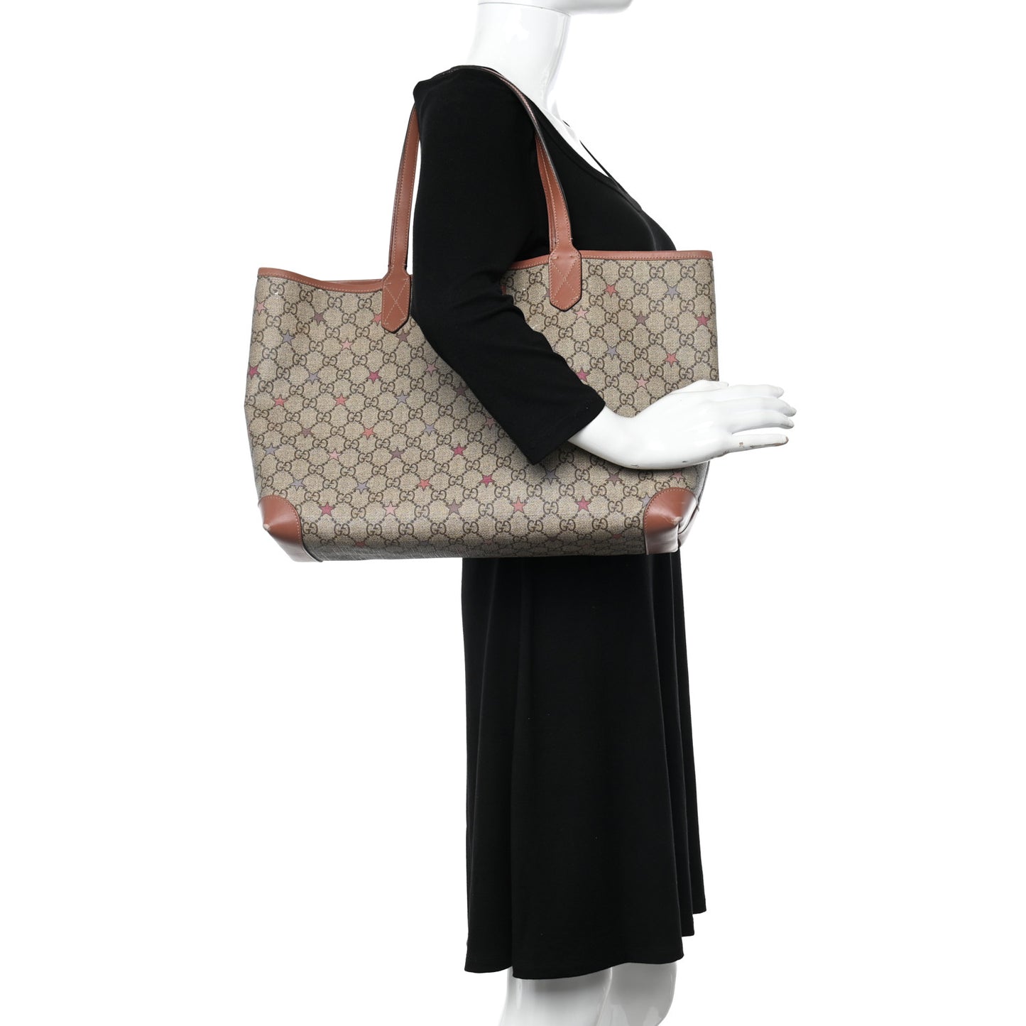 GG Supreme Stars Tote Brown Pink