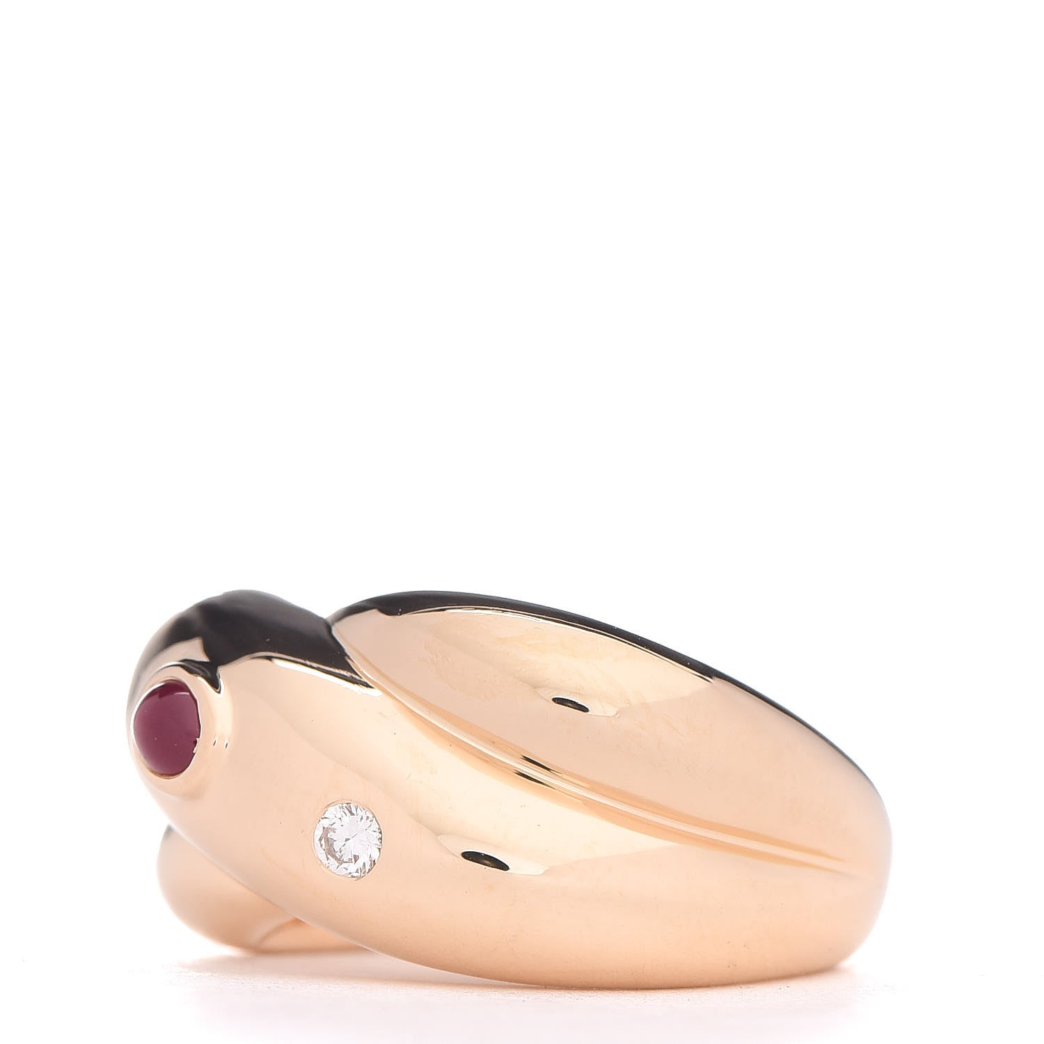 Cartier 18K Yellow Gold Diamond Ruby Colisee Ring 50 5.25 3 of 5