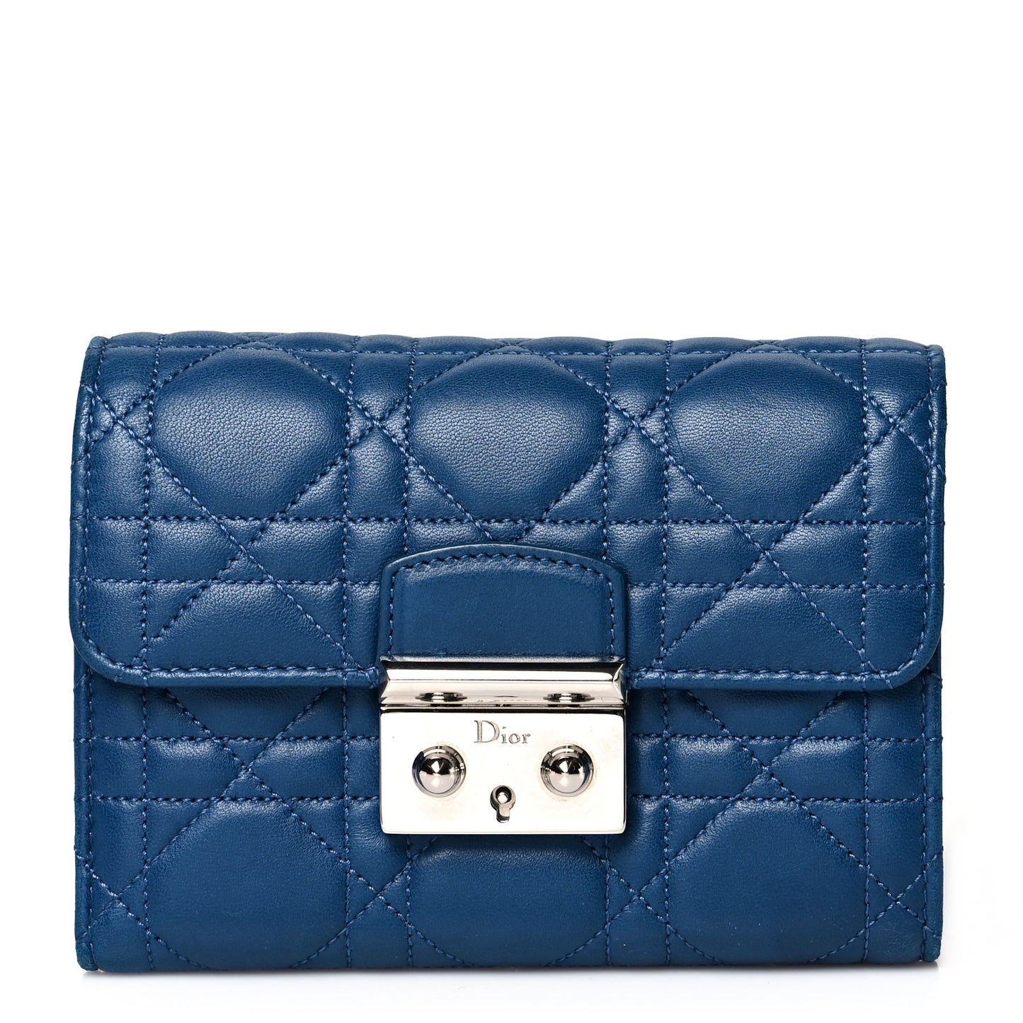Lambskin Cannage Miss Dior Explorateur Compact Wallet Navy