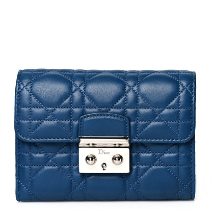 Christian Dior Lambskin Cannage Miss Dior Explorateur Compact Wallet Navy 1 of 8