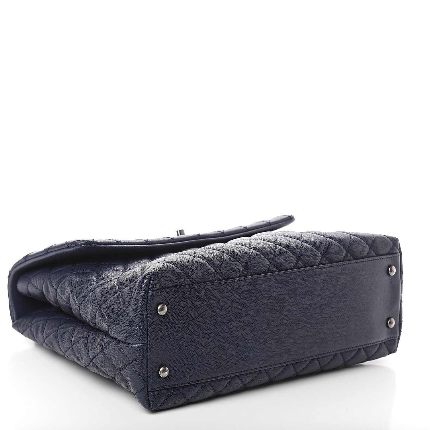 Chanel Caviar Quilted Large Coco Handle Flap Blue 3 of 9