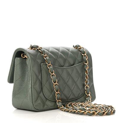 Chanel Caviar Quilted Mini Rectangular Flap Green 2 of 9