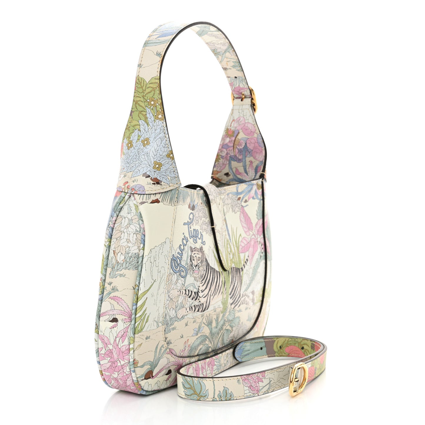 New Shangai Calfskin Tiger Savanah Small Jackie 1961 Hobo Chalky White Multicolor