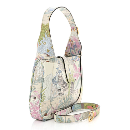 Gucci New Shangai Calfskin Tiger Savanah Small Jackie 1961 Hobo Chalky White Multicolor 3 of 10