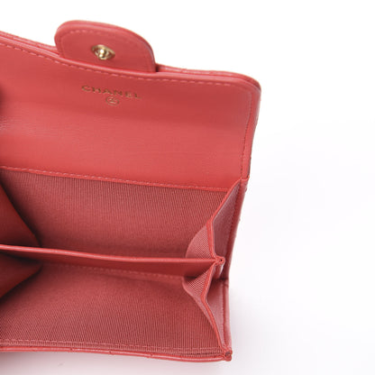 Chanel Lambskin Quilted Flap Card Holder Wallet Coral 4 of 7