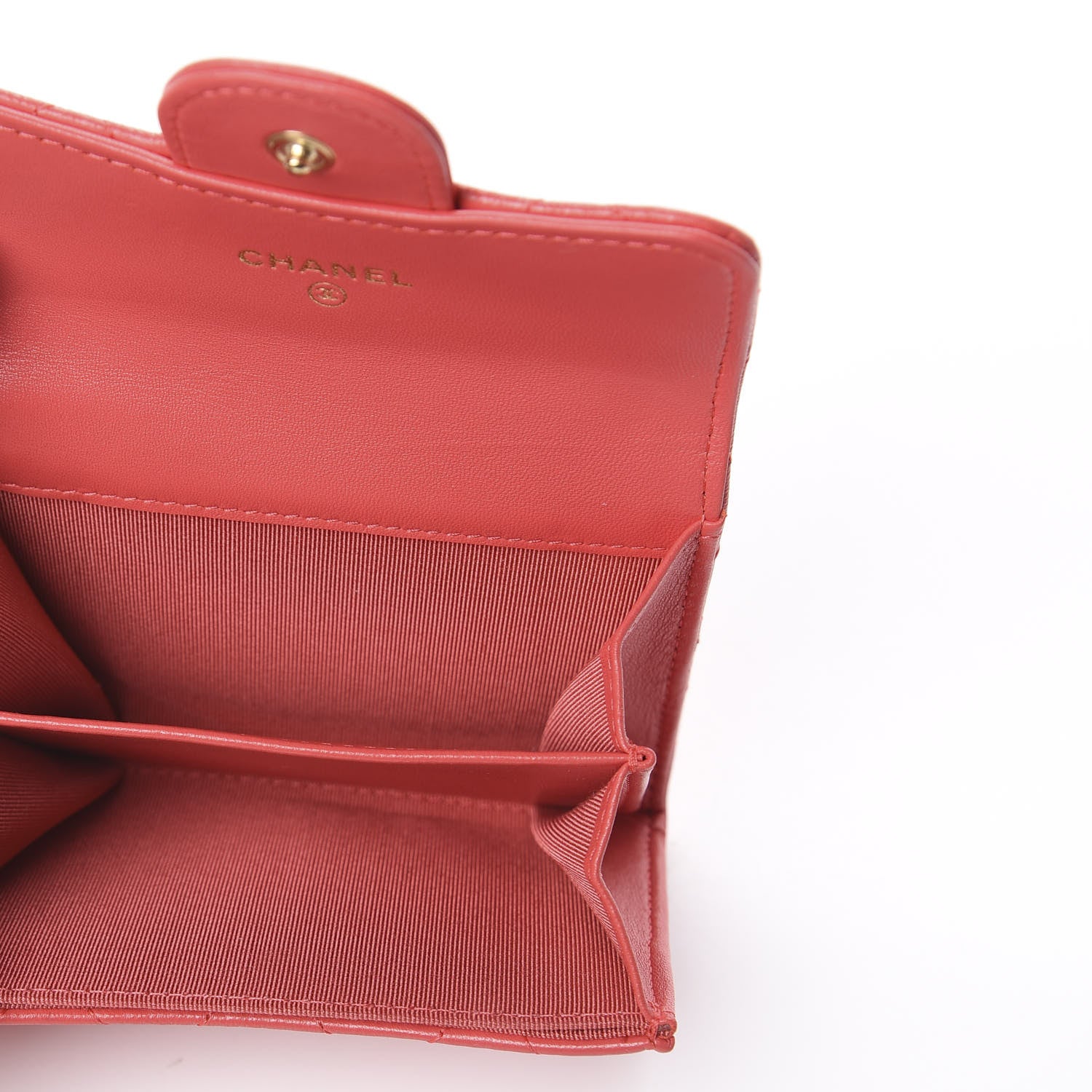 Chanel Lambskin Quilted Flap Card Holder Wallet Coral 4 of 7