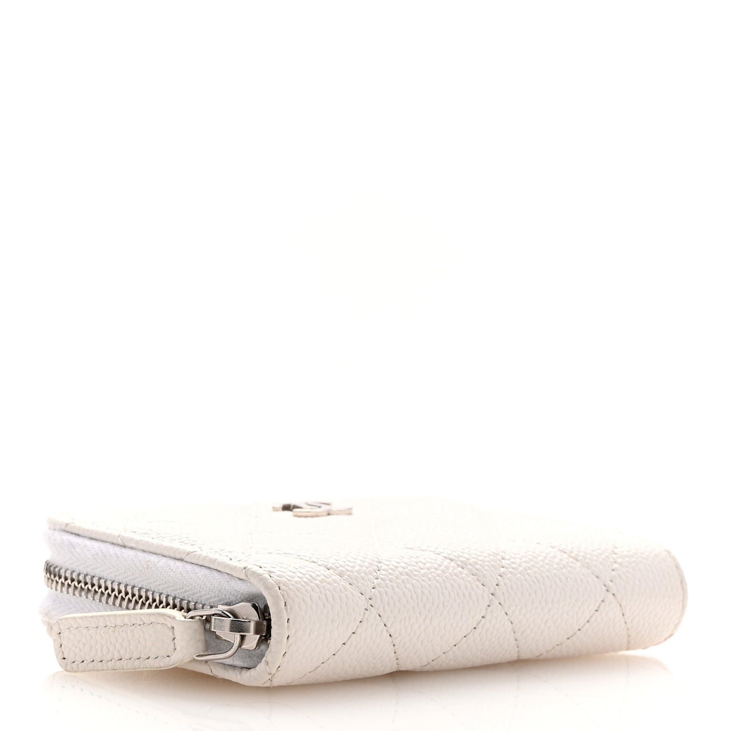 Caviar Quilted Zip Coin Purse White