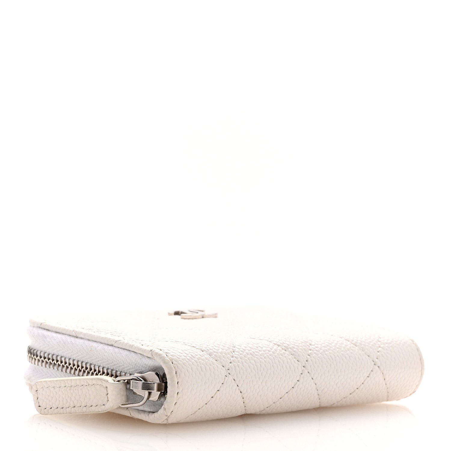 Chanel Caviar Quilted Zip Coin Purse White 4 of 9