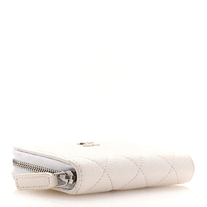 Chanel Caviar Quilted Zip Coin Purse White 4 of 9