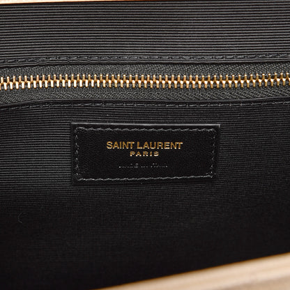 Saint Laurent Grain De Poudre Matelasse Chevron Large Monogram Satchel Dark Beige 6 of 8