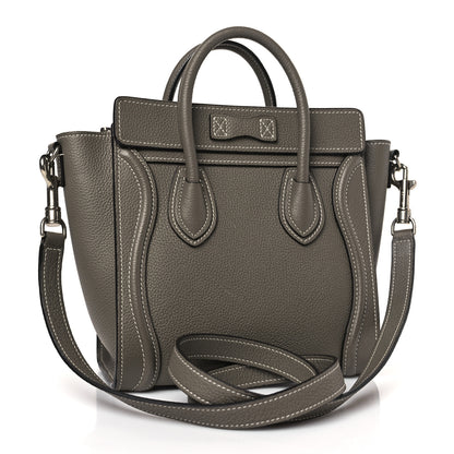 Celine Drummed Calfskin Nano Luggage Souris 3 of 9