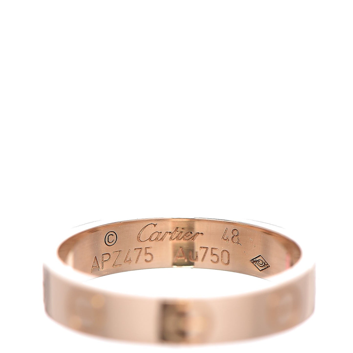 18K Yellow Gold 3.5mm LOVE Wedding Band Ring 48 4.5