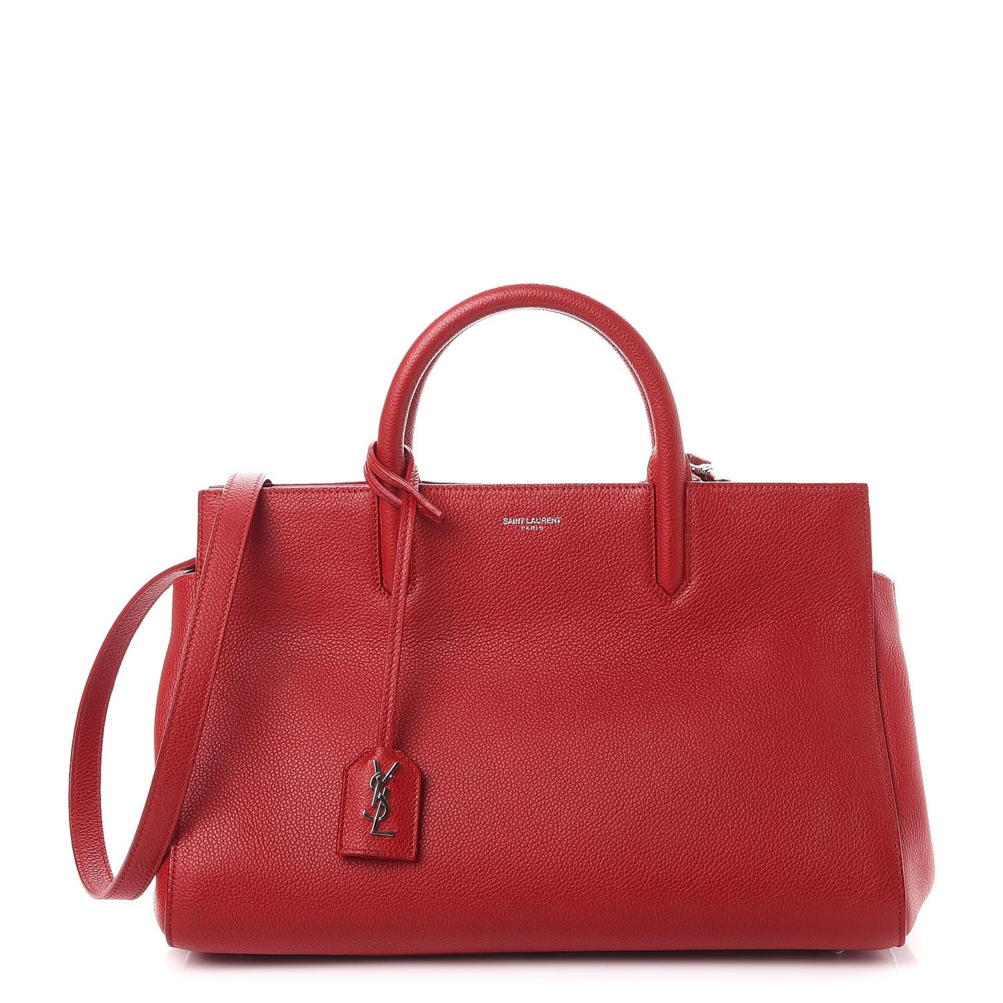 Grained Calfskin Small Cabas Rive Gauche Red