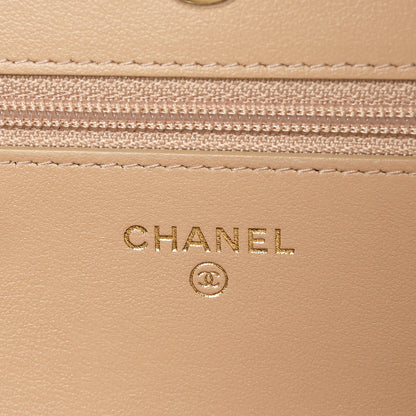 Chanel Caviar Quilted CC Filigree Wallet On Chain WOC Beige Black 6 of 11