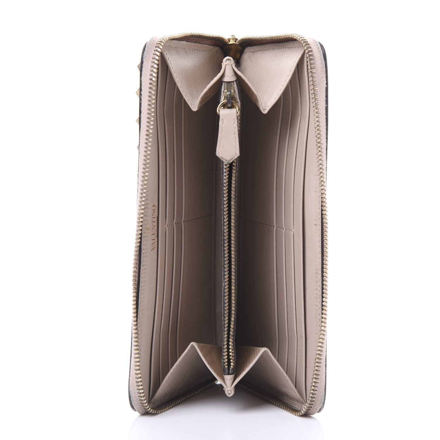 Valentino Garavani Calfskin Rockstud Zip Around Wallet Poudre 5 of 14