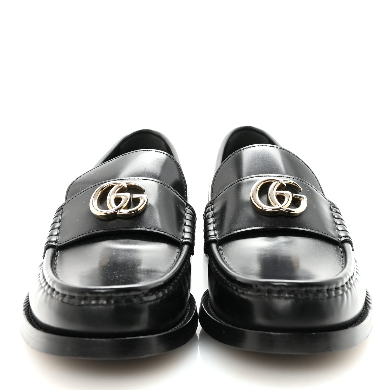 Gucci Calfskin Millennial Ribot Womens GG Loafers 38.5 Black 3 of 10