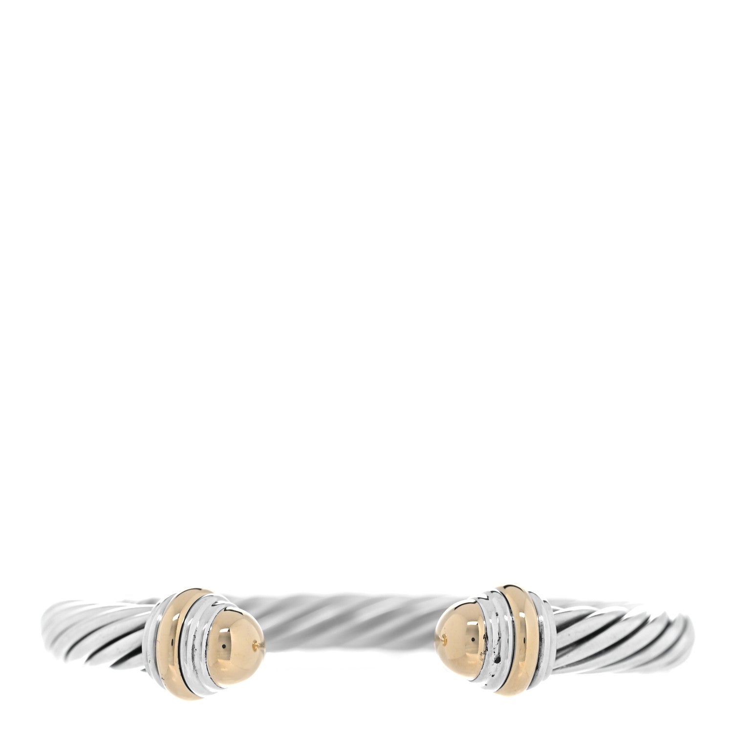David Yurman Sterling Silver 14K Yellow Gold 7mm Cable Classics Bracelet 1 of 4