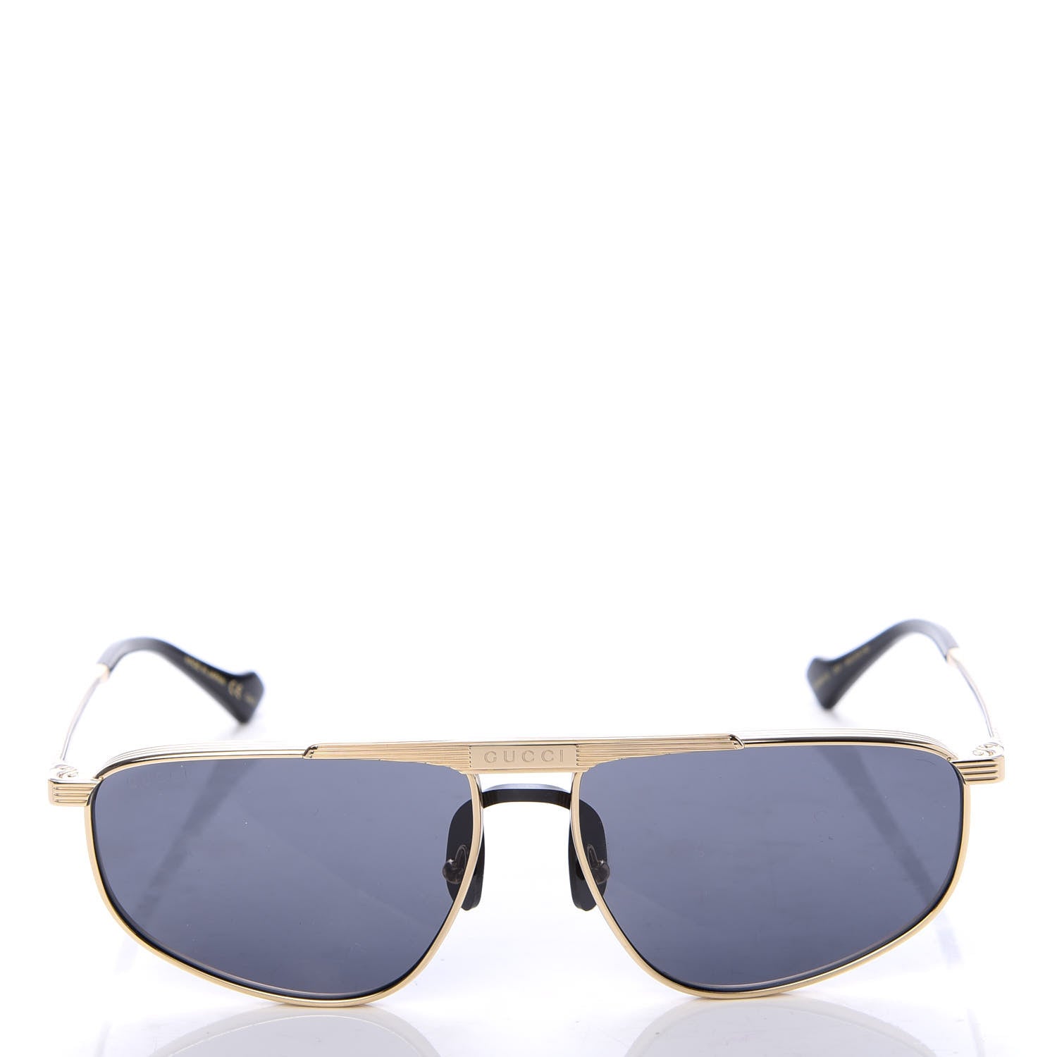 Gucci Metal Mens Squared Aviator Sunglasses GG0841S Gold 2 of 7