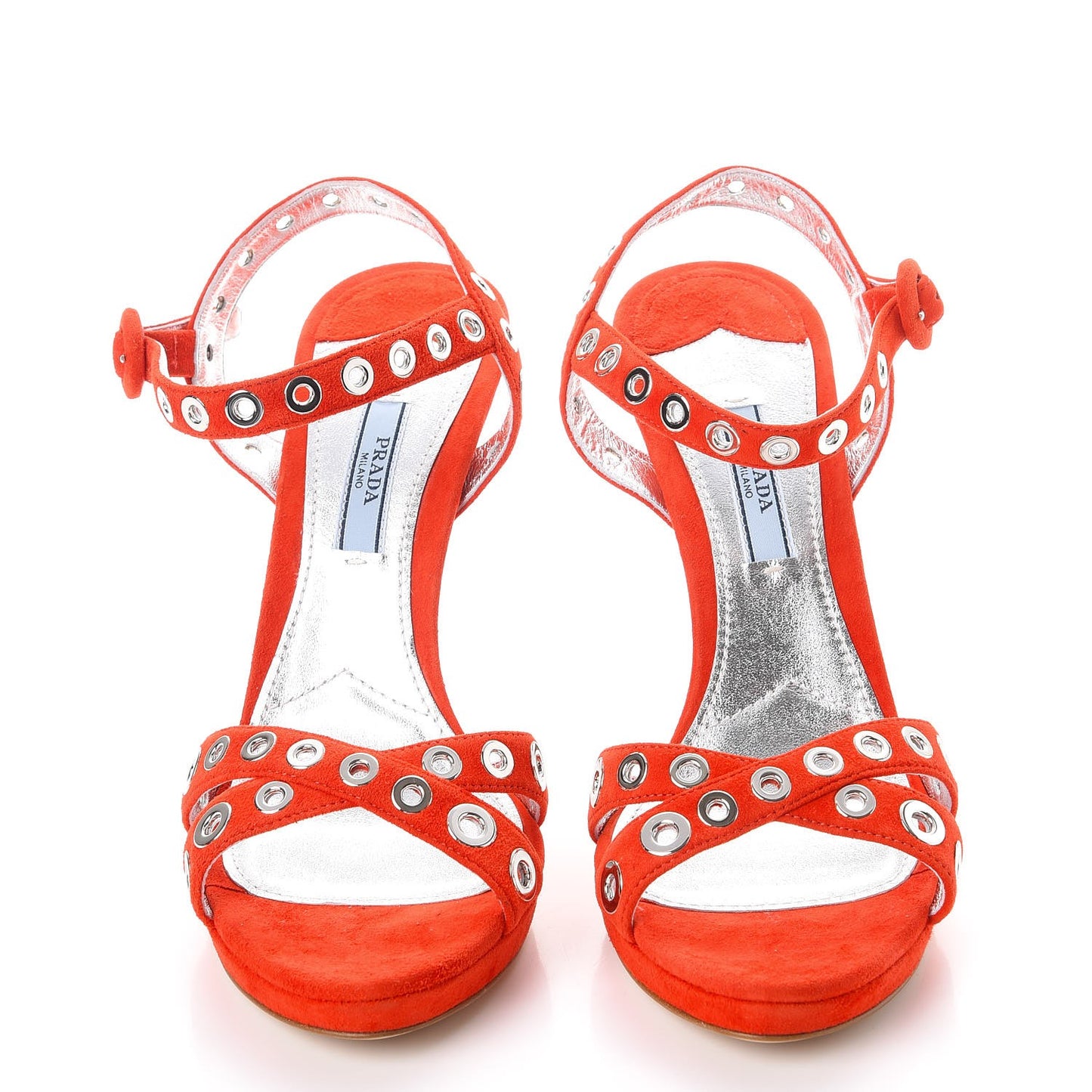 Suede Grommet Sandals 38.5 Red